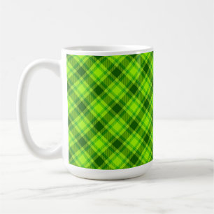 Taza De Café Patrón de placa de estrado de tartán verde-57578
