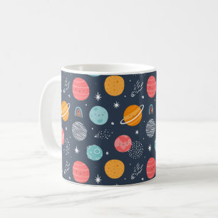 Taza De Café Patrón de planeta sonriente