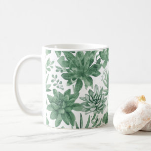 Taza De Café Patrón de planta en acuarela Regalos personaliza