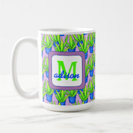 Taza De Café Patrón de plantas de aloe vera monogramado