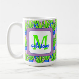 Taza De Café Patrón de plantas de aloe vera monogramado