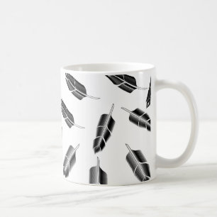 Taza De Café Patrón de pluma negra