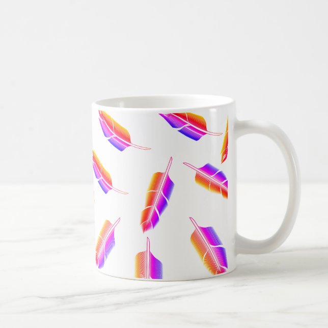 Taza De Café Patrón de plumas de arco iris (Derecha)