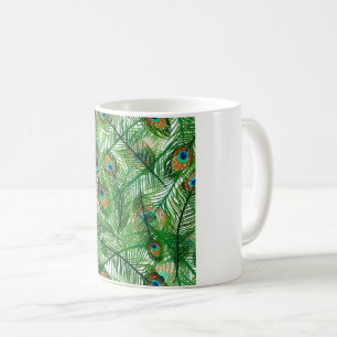 Taza De Café patrón de plumas de pavo real