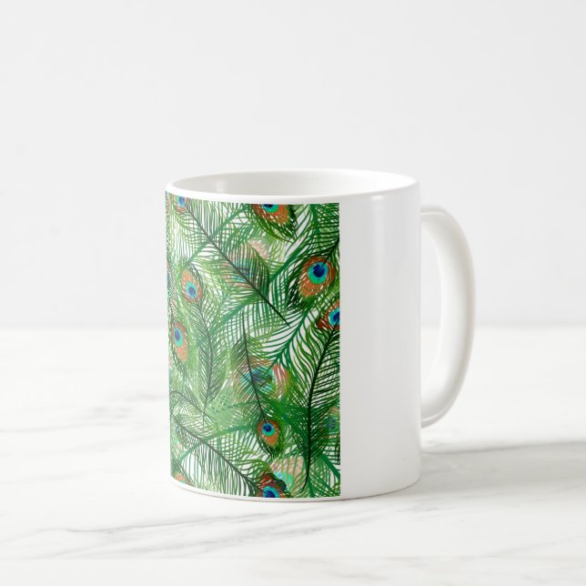 Taza De Café patrón de plumas de pavo real (Anverso derecho)