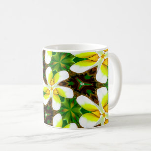 Taza De Café Patrón de Plumeria Amarilla