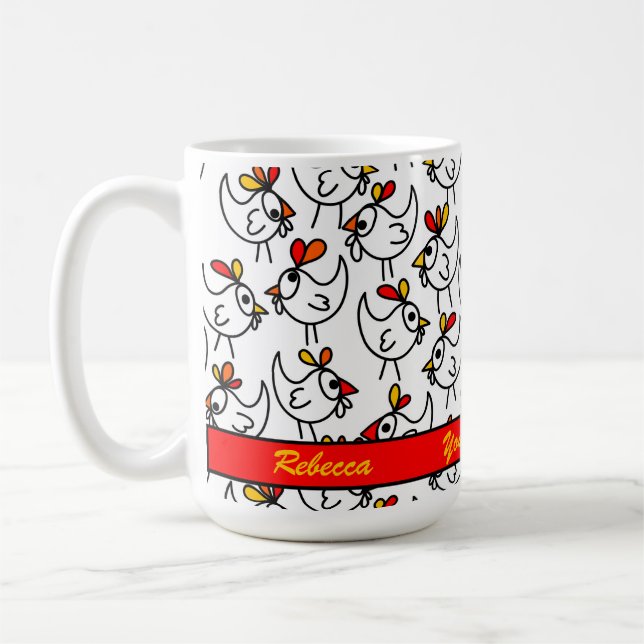 Taza De Café Patrón de pollo Personalizado divertida personaliz (Izquierda)