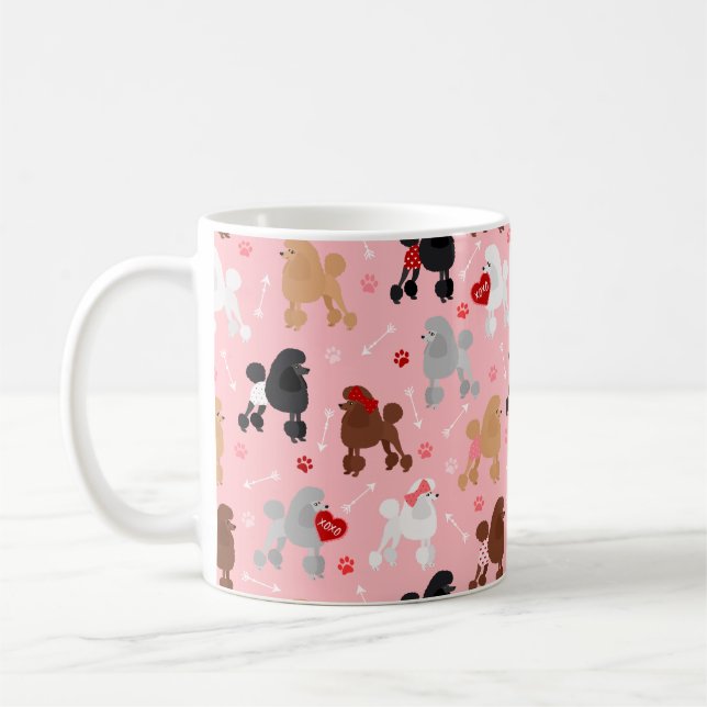 Taza De Café Patrón de Poodle Valentine (Izquierda)