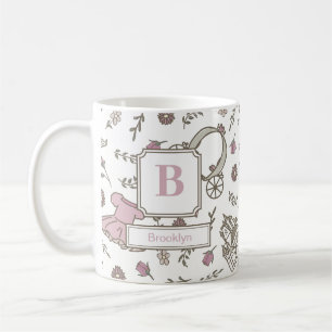 Taza De Café Patrón de Princesa Rosa Monograma