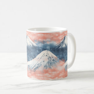 Taza De Café Patrón de puesta de sol en la montaña de nieve pla