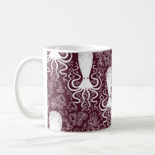 Taza De Café patrón de pulpo vintage.