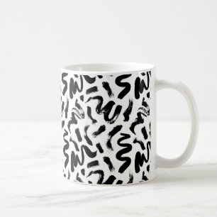 Taza De Café Patrón de punteo de pincel de tinta negra
