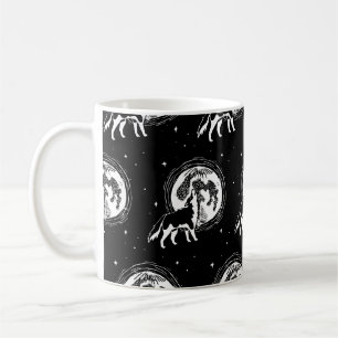 Taza De Café Patrón de punto de línea Husky Moon de Aluminio Bl