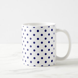 Taza De Café Patrón de punto de punto de polka azul de la marin
