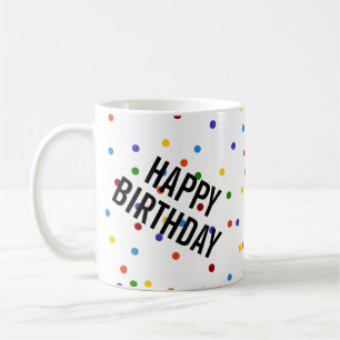 Taza De Café Patrón de puntos de arco iris feliz cumpleaños bla