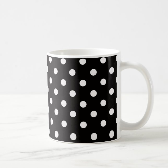 Taza De Café Patrón de puntos de la polka blanca y negra (Derecha)