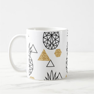 Taza De Café Patrón de puntos de oro de piña geométrica.