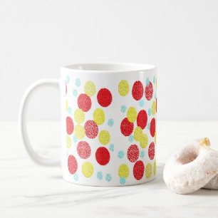 Taza De Café Patrón de puntos de polka amarillo rojo y azul