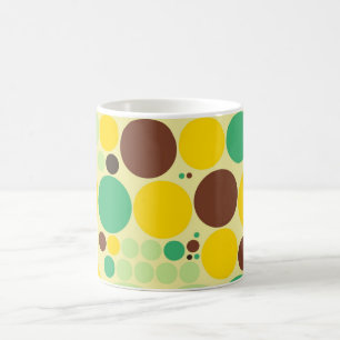 Taza De Café Patrón de puntos de polka amarillos, azules y marr