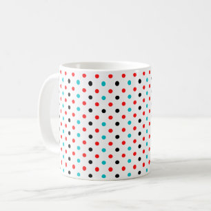 Taza De Café Patrón de puntos de polka azul rojo negro