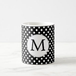 Taza De Café Patrón de puntos de polka monograma personalizado