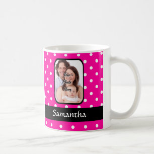 Taza De Café Patrón de puntos de polka rosa caliente