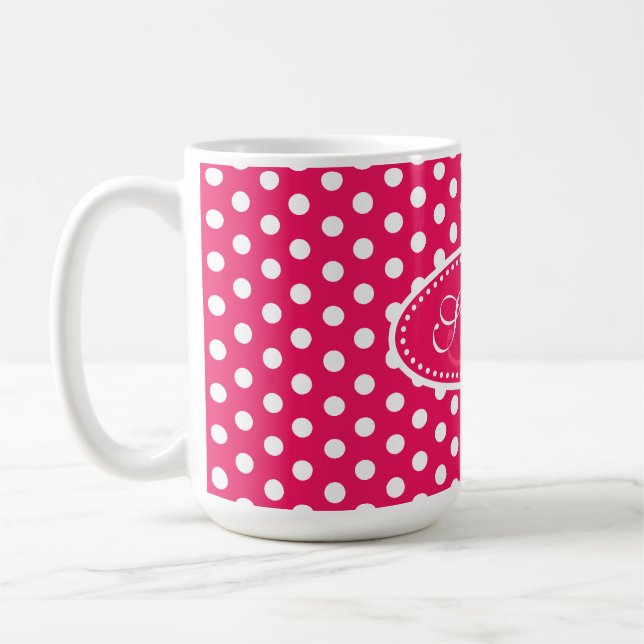 Taza De Café Patrón de puntos polka rojo rosa y blanco (Izquierda)