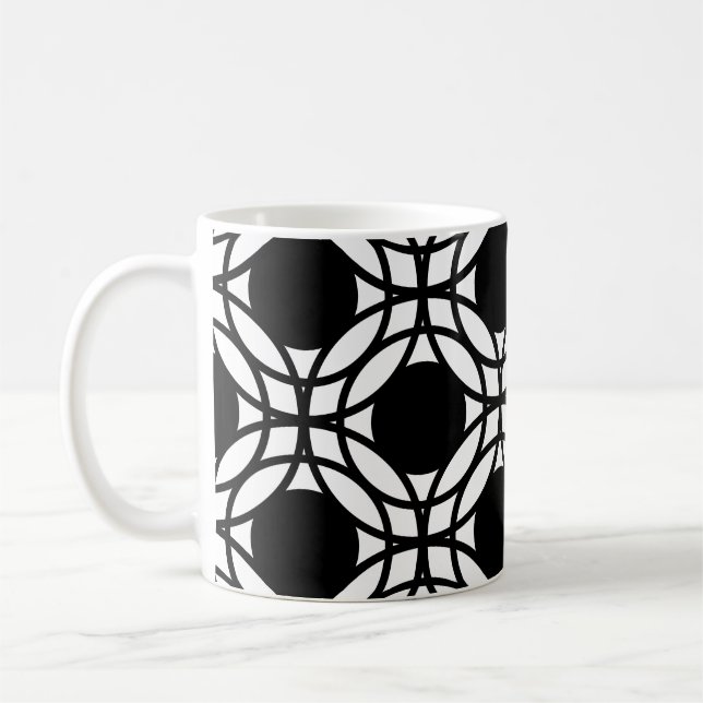 Taza De Café Patrón de puntos y círculos negros y blancos (Izquierda)