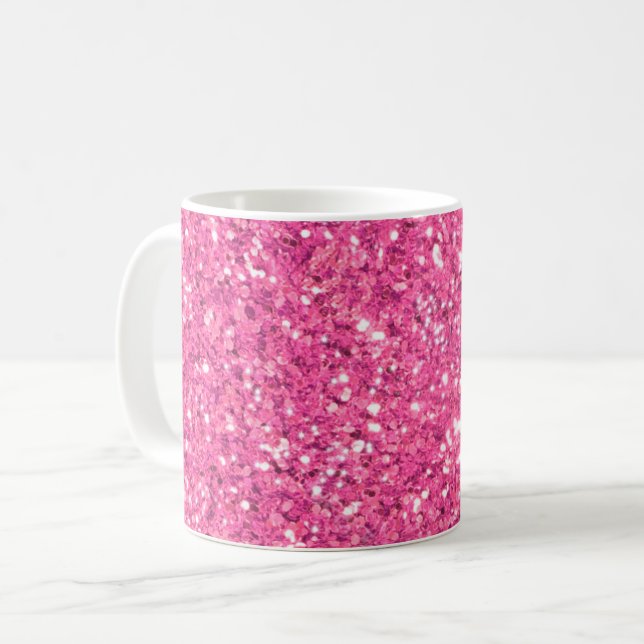 Taza De Café Patrón de purpurina brillante rosa (Anverso izquierdo)