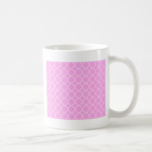 Taza De Café Patrón De Quatrefoil Rosa Y Blanco