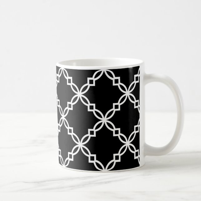 Taza De Café Patrón de quatrefolios grandes blancos negros (Derecha)
