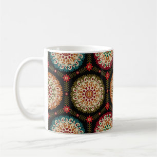 Taza De Café patrón de ramas de círculo colorido abstracto