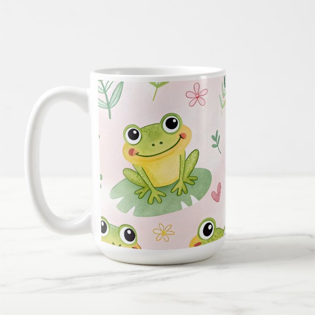 Taza De Café Patrón de ranas lindas (Izquierda)