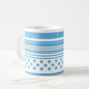 Taza De Café Patrón de rayas azul cielo con estrellas