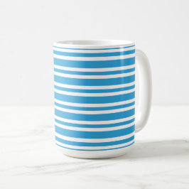 Taza De Café Patrón de rayas blancas y azules