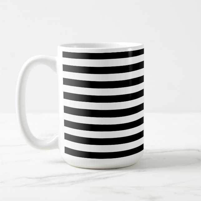Taza De Café Patrón de rayas blancas y negras de lujo moderno (Izquierda)