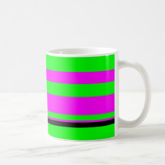 Taza De Café Patrón de rayas color negro verde rosado caliente