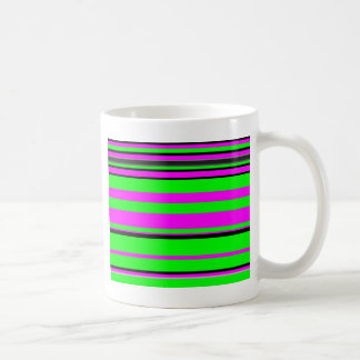 Taza De Café Patrón de rayas color negro verde rosado caliente