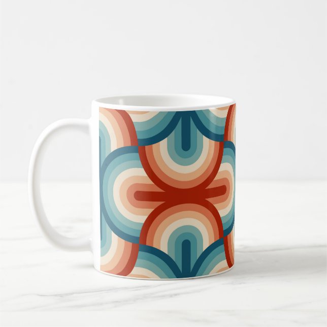Taza De Café Patrón de rayas de arco iris de verano retro (Izquierda)