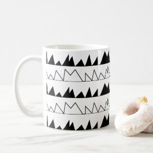 Taza De Café Patrón de rayas de cheurón negro y blanco