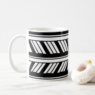 Taza De Café Patrón de rayas de chevron en blanco y negro
