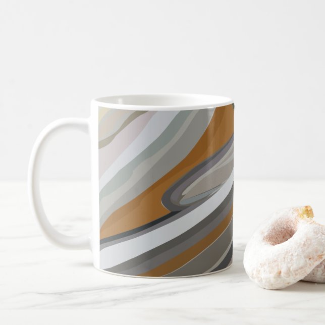 Taza De Café Patrón de rayas de piedra de mármol gris dorado (Con donut)
