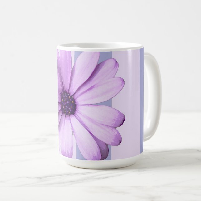 Taza De Café Patrón de rayas pastel con daisies (Anverso derecho)