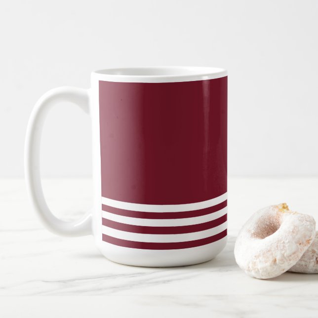 Taza De Café Patrón de rayas rojas y blancas (Con donut)