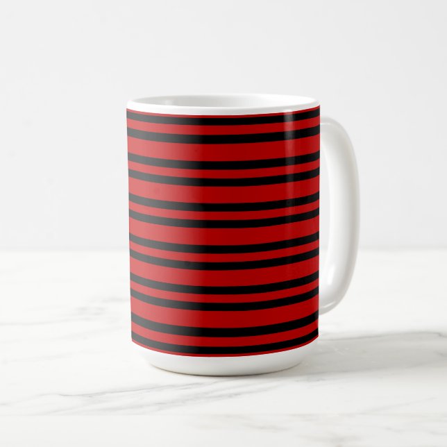 Taza De Café Patrón de rayas rojas y negras (Anverso derecho)