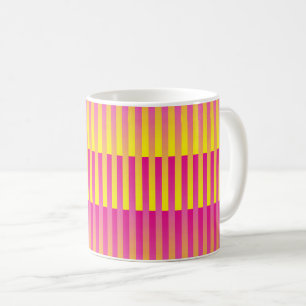 Taza De Café Patrón de rayas rosa amarillo naranja