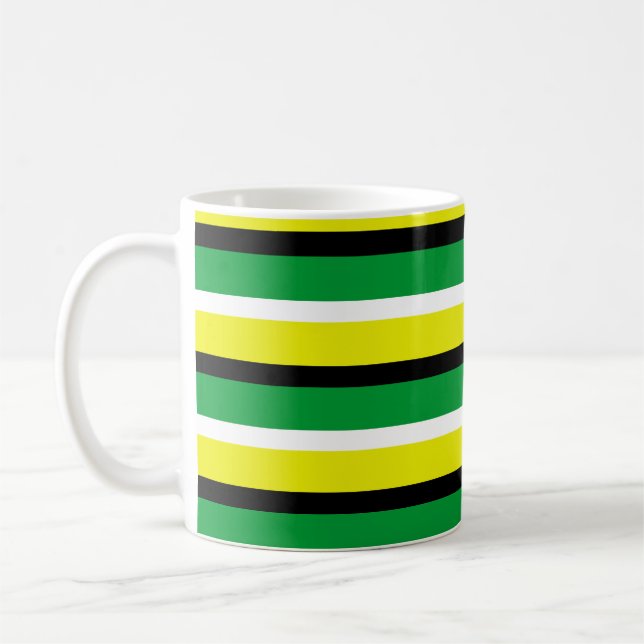 Taza De Café Patrón de rayas verdes amarillas (Izquierda)