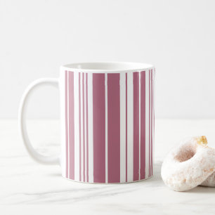 Taza De Café Patrón de rayas verticales blancas y rosas