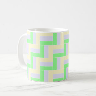 Taza De Café Patrón de rectángulos Pastel Líneas de puntos blan