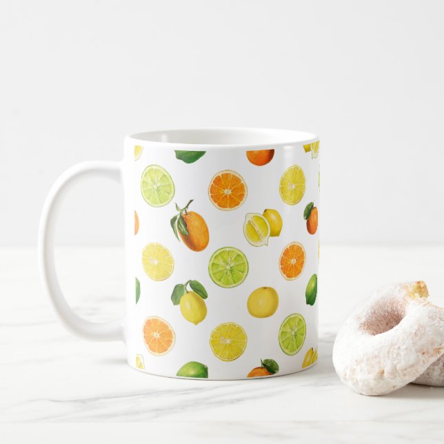 Taza De Café Patrón de refresco de cítricos geométricos (Con donut)
